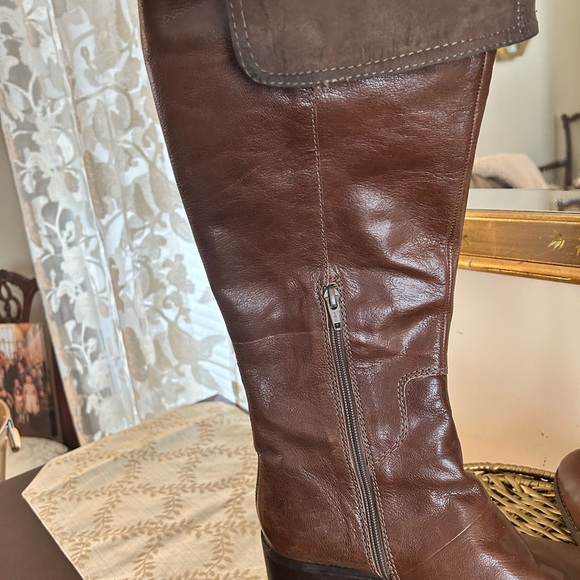 Brown Leather Riding Boot with Suede Top 9 - Picture 3 of 6